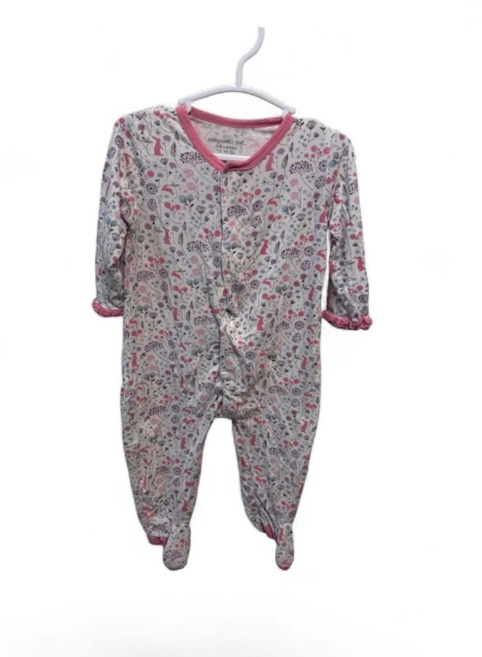 Magnetic Me Baby Girl Floral Bunny Footed Sleeper 3-6 Months Magnetic Pajamas